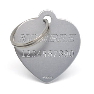 Anverso placa para perro corazón aluminio gris
