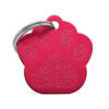 Anverso placa para perro huella aluminio rojo