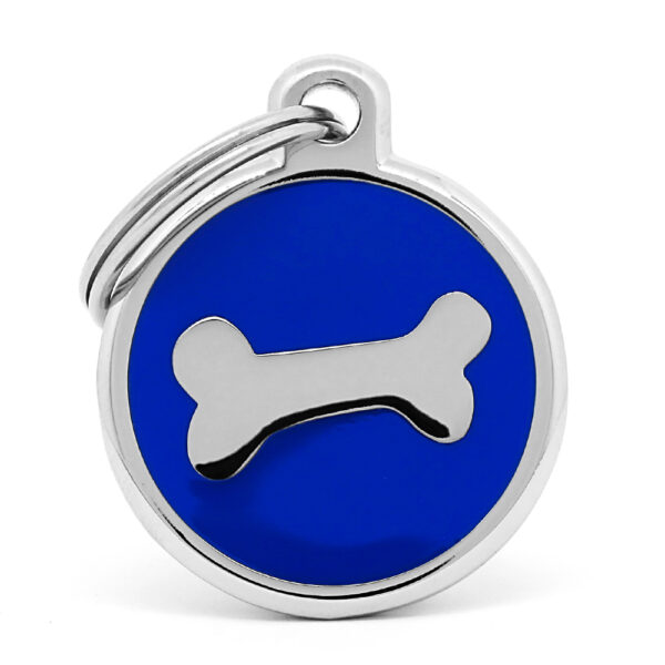 Placa para perro hueso blue chrome