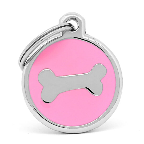 Placa para perro hueso pink chrome