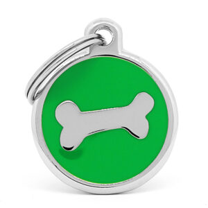 Placa para perro hueso green chrome