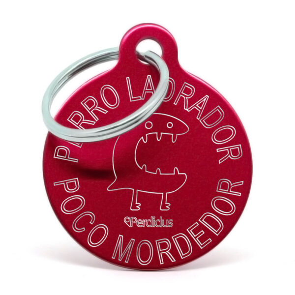 Placa para perro poco mordedor roja