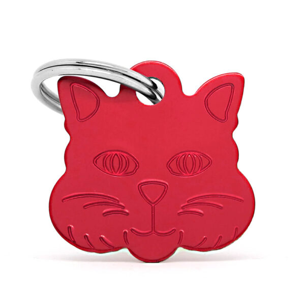 Placa para gato - Cat Face (roja)