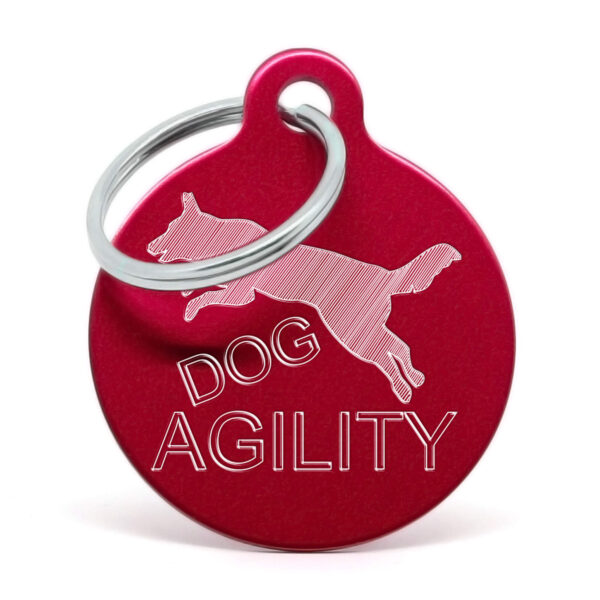 Chapa para perro - Dog Agility - Rojo